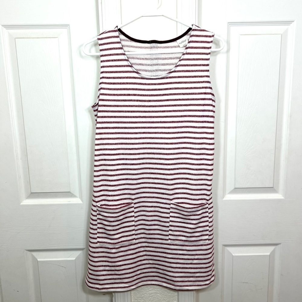 Kaileigh Striped Jania Mini Dress White Red Stripes Sleeveless Summer Nautical S